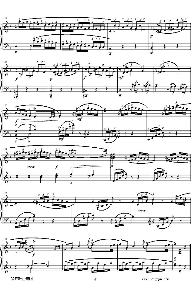 F大调钢琴奏鸣曲第一乐章-莫扎特(钢琴谱)6