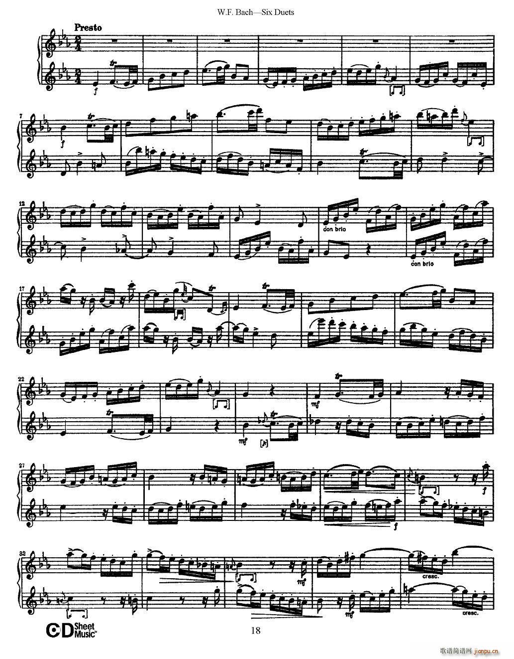 W F 巴赫 六首二重奏练习曲 3(笛箫谱)5