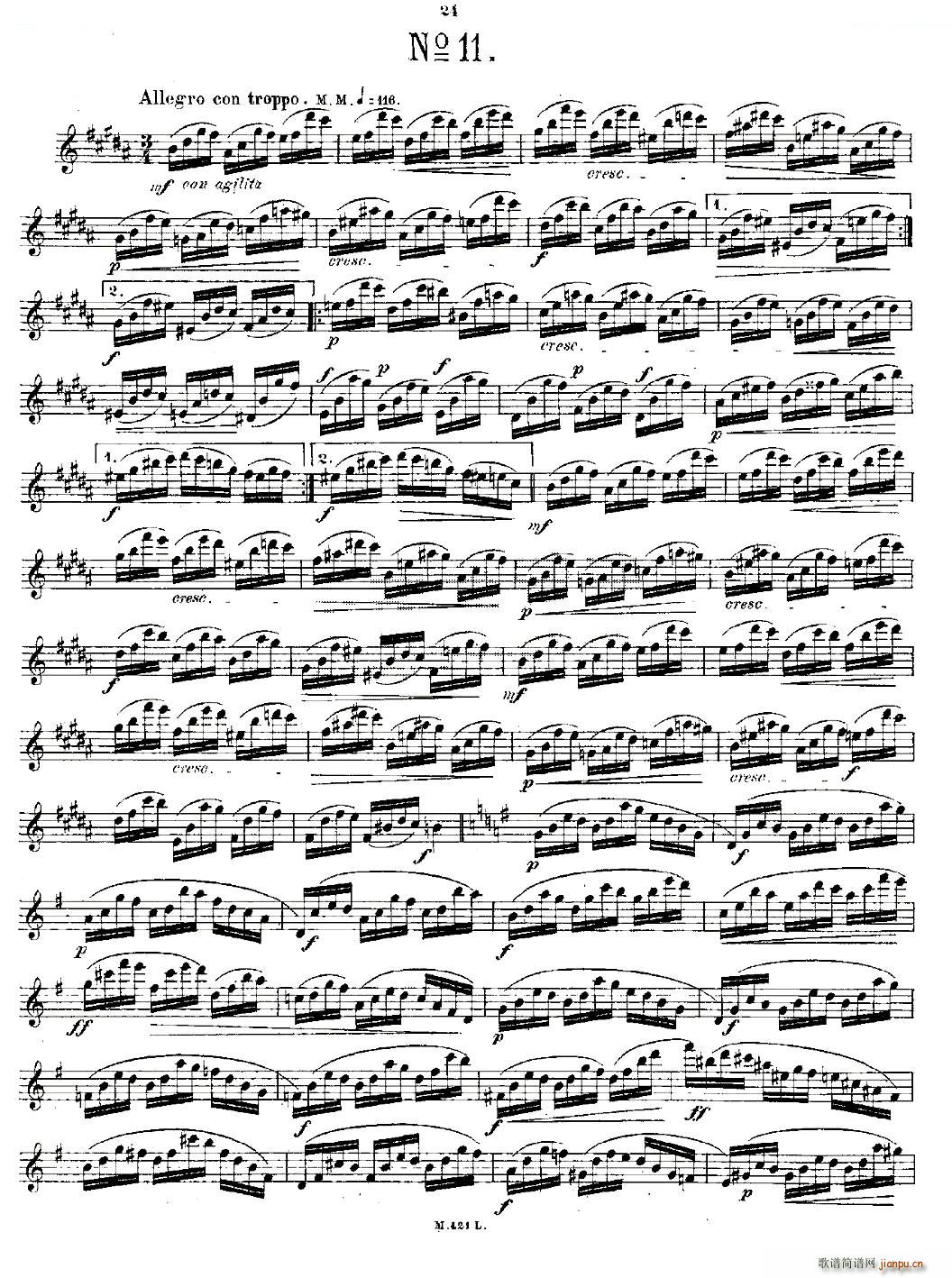 24首长笛练习曲 Op 15 之11 15 铜管 2