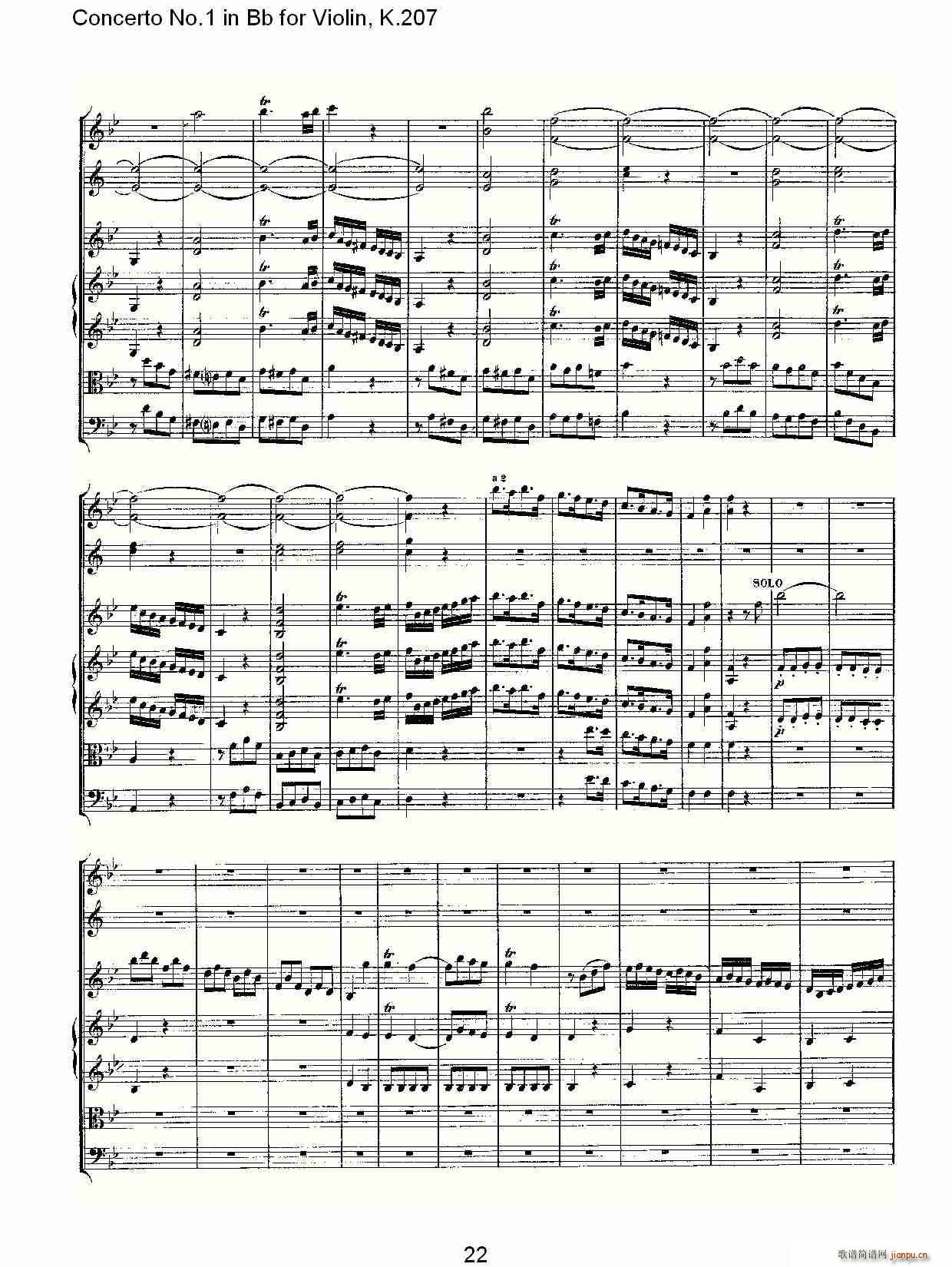 Concerto No.1 in Bb for Violin, K.207(小提琴谱)22