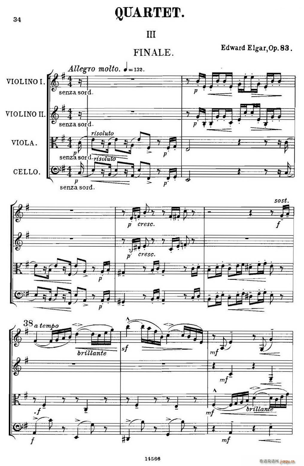 QUARTET Op 83 第三部分 弦乐四重奏(总谱)1