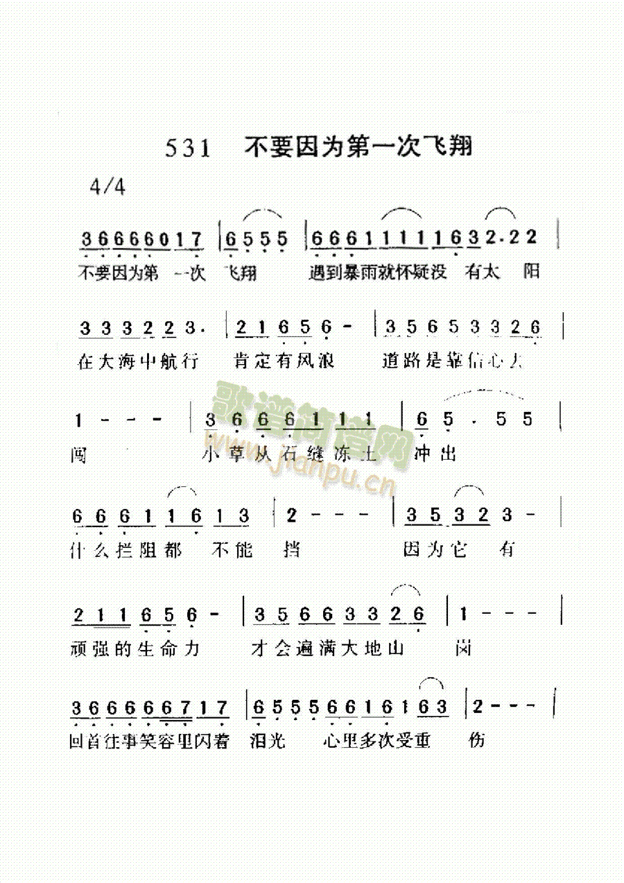 不要因为第一次飞翔(九字歌谱)1