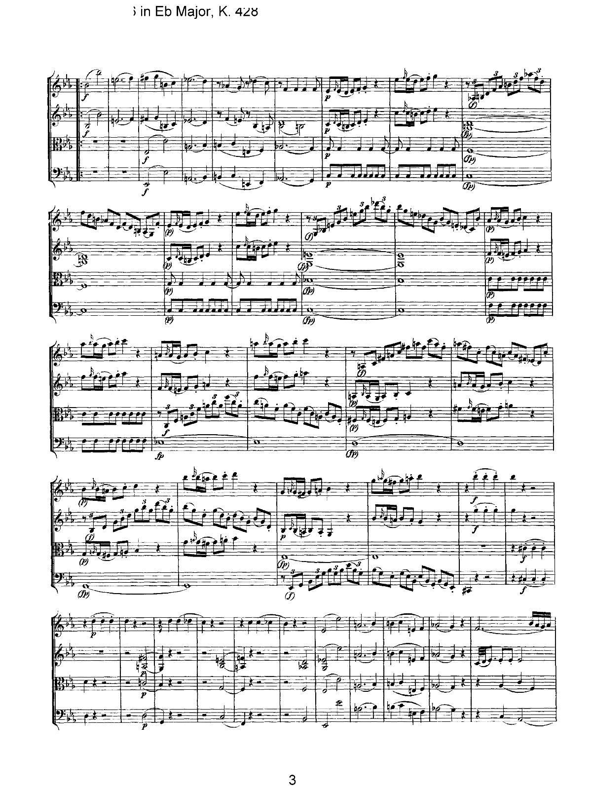 Mozart Quartet No 16 in Eb Major K 428(總譜)3