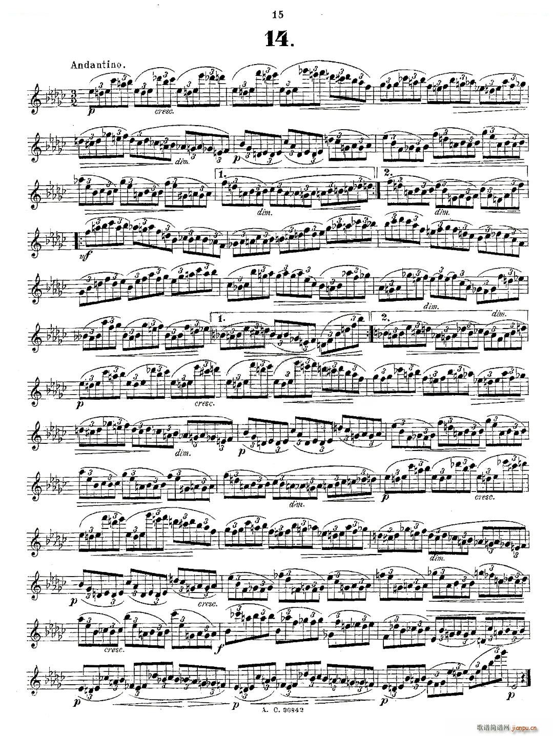 24首长笛练习曲 Op 21 之13 24 铜管(笛箫谱)3