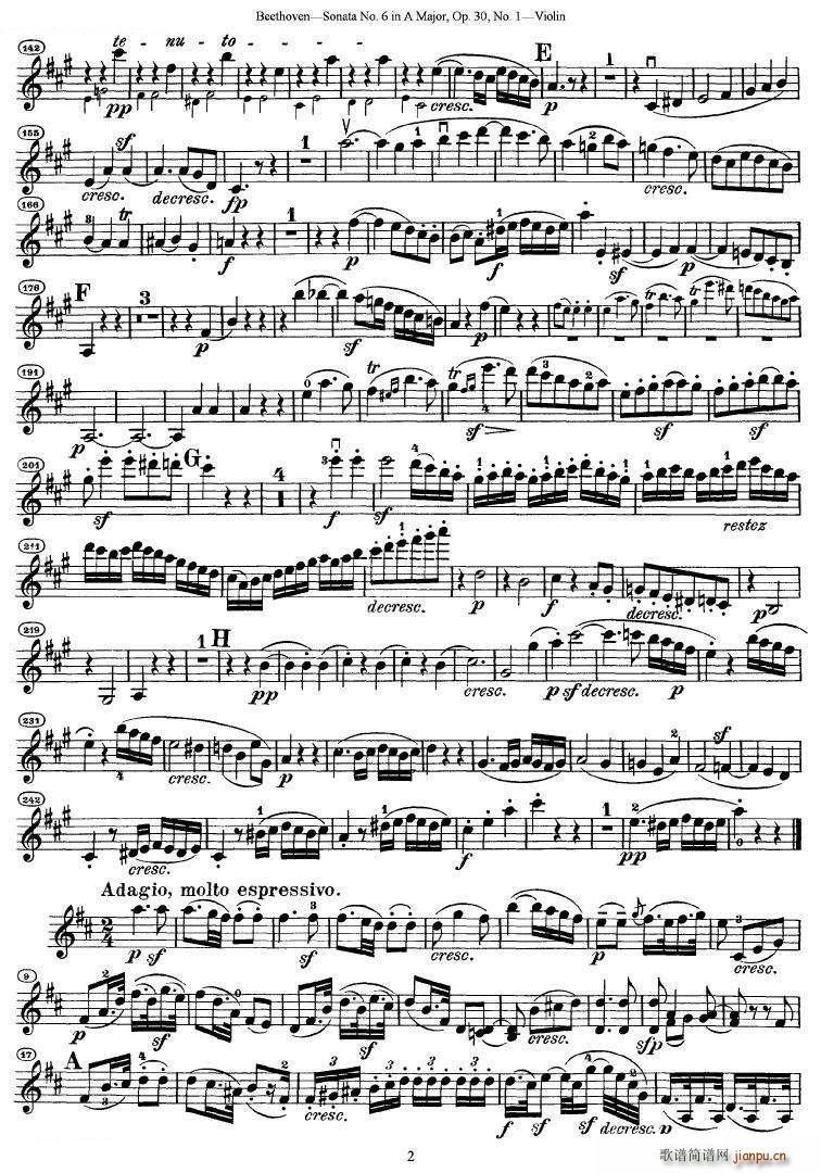 贝多芬第六号奏鸣曲A大调 2