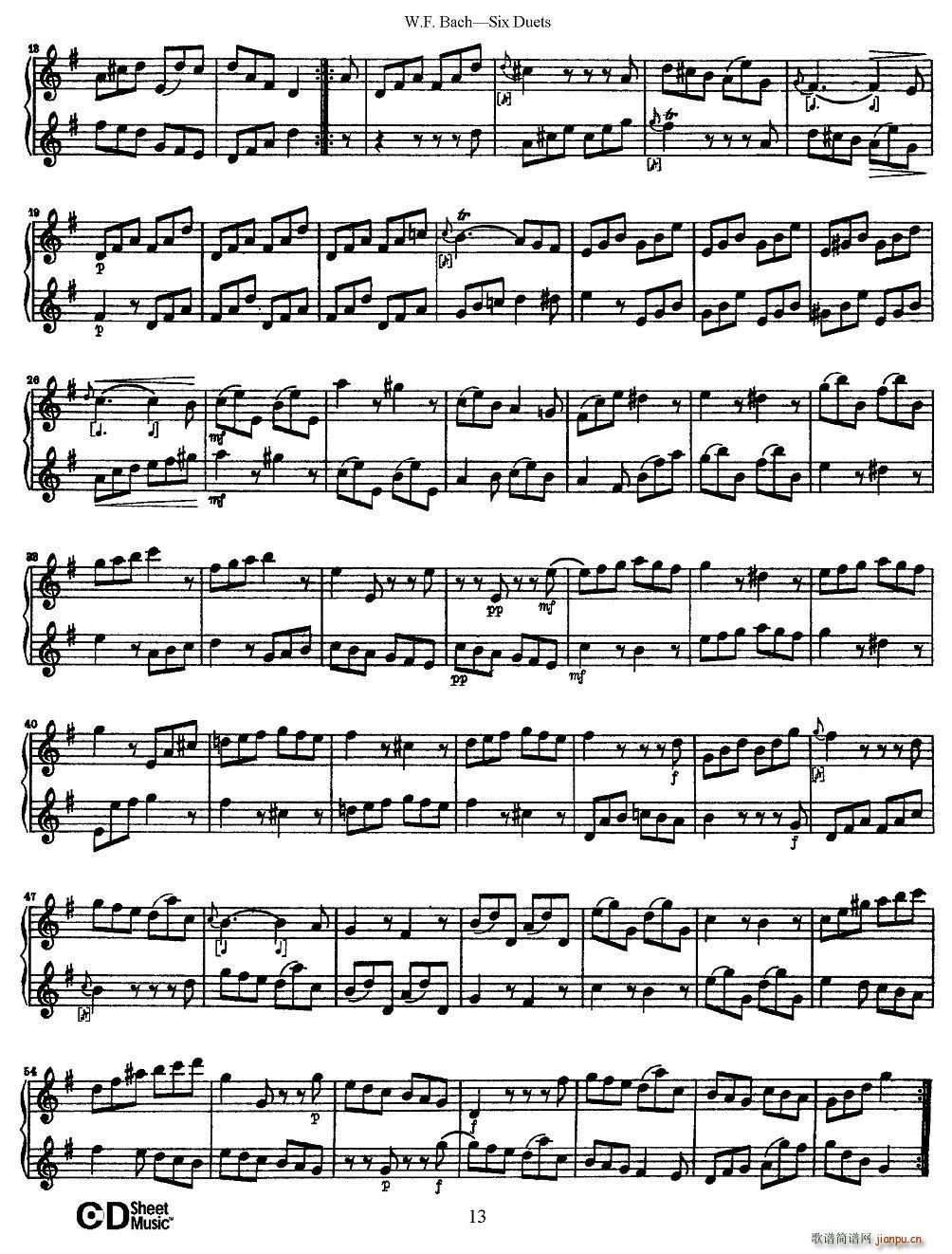 W F 巴赫 六首二重奏练习曲 2(笛箫谱)7
