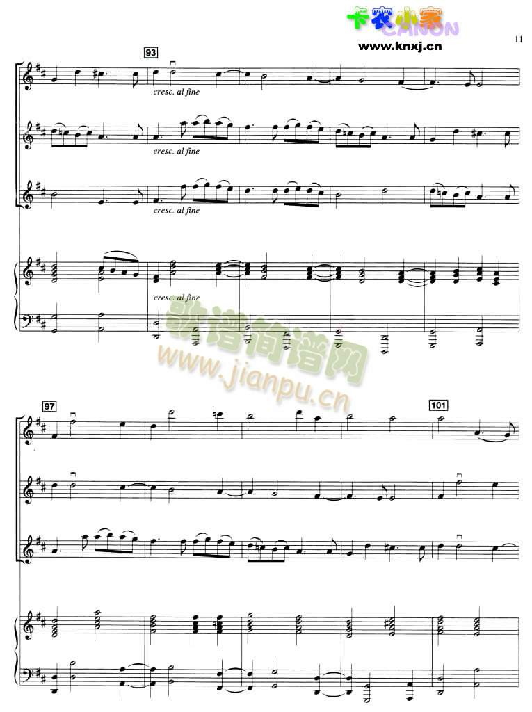 卡农3把小提琴加钢琴伴奏谱(其他乐谱)11