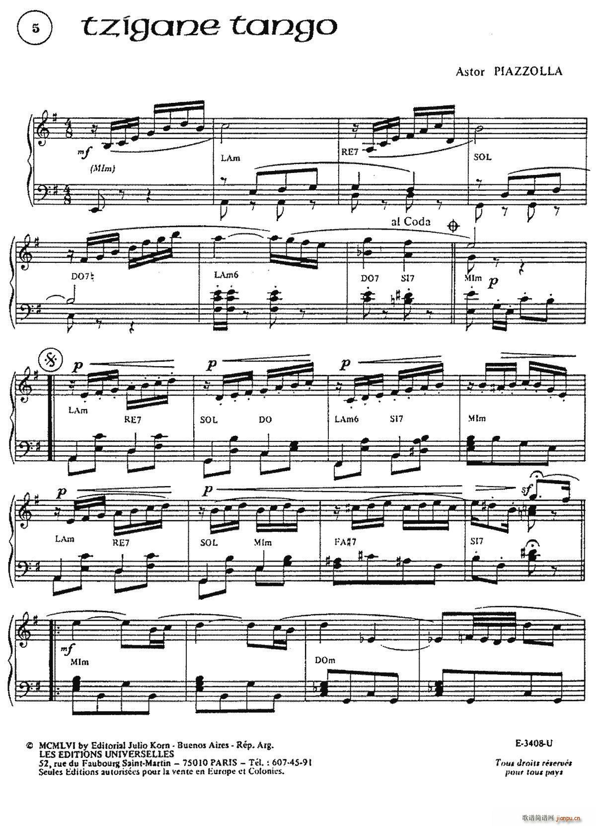 Piazzolla合集 5 Tzigand Tango 古典探戈(手风琴谱)1