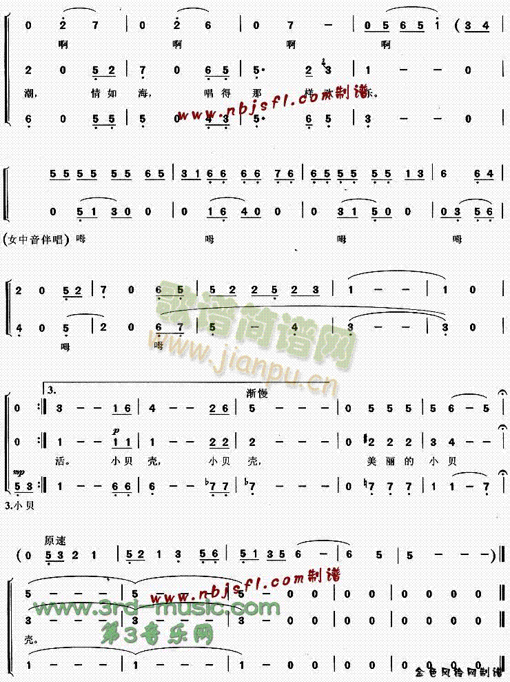 小贝壳(三字歌谱)3