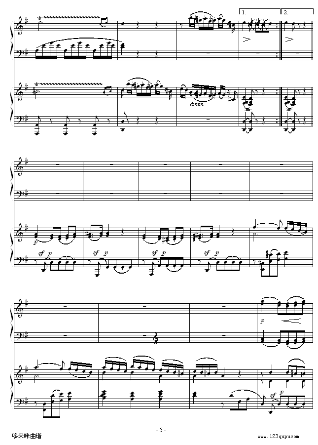 D大调双钢琴奏鸣曲第二乐章-莫扎特(钢琴谱)5