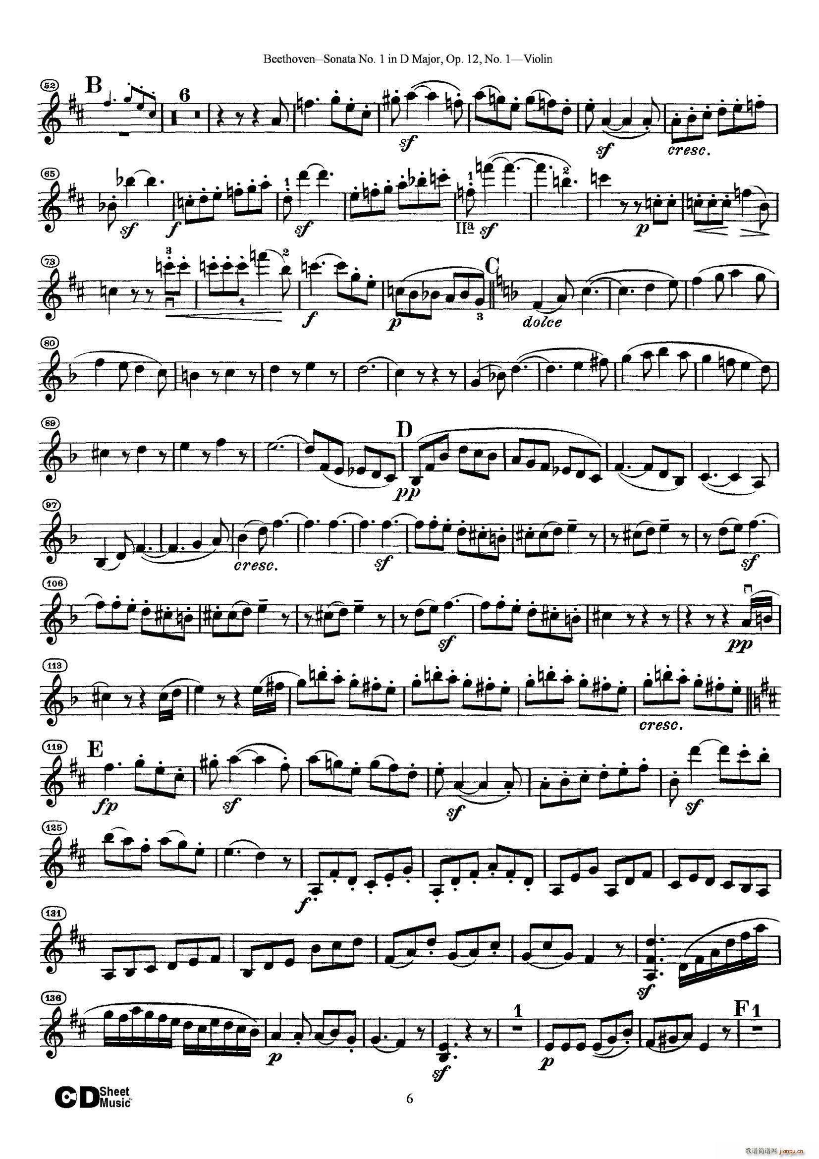 D大调第一小提琴奏鸣曲(小提琴谱)6