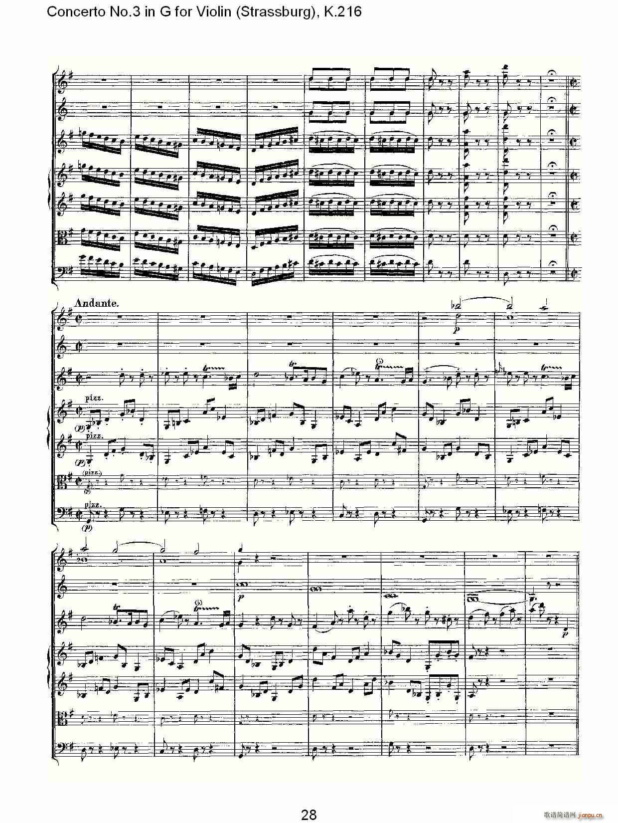 Concerto No.3 in G for Violin K.216(小提琴谱)28