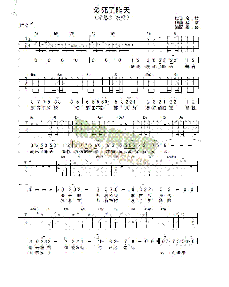 愛(ài)死了昨天(吉他譜)1