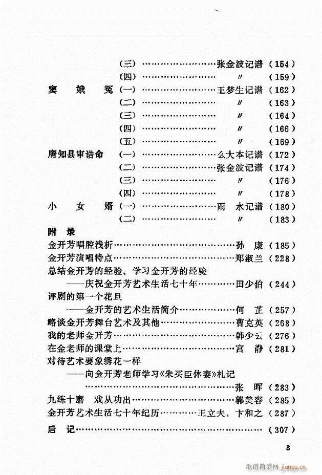 金开芳唱腔选 目录前言1 60(京剧曲谱)3