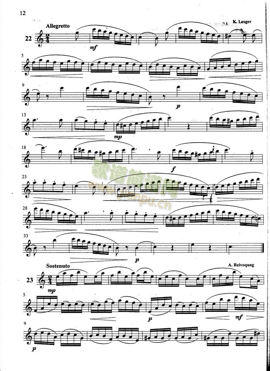 萨克斯管练习曲第100—012页(萨克斯谱)1