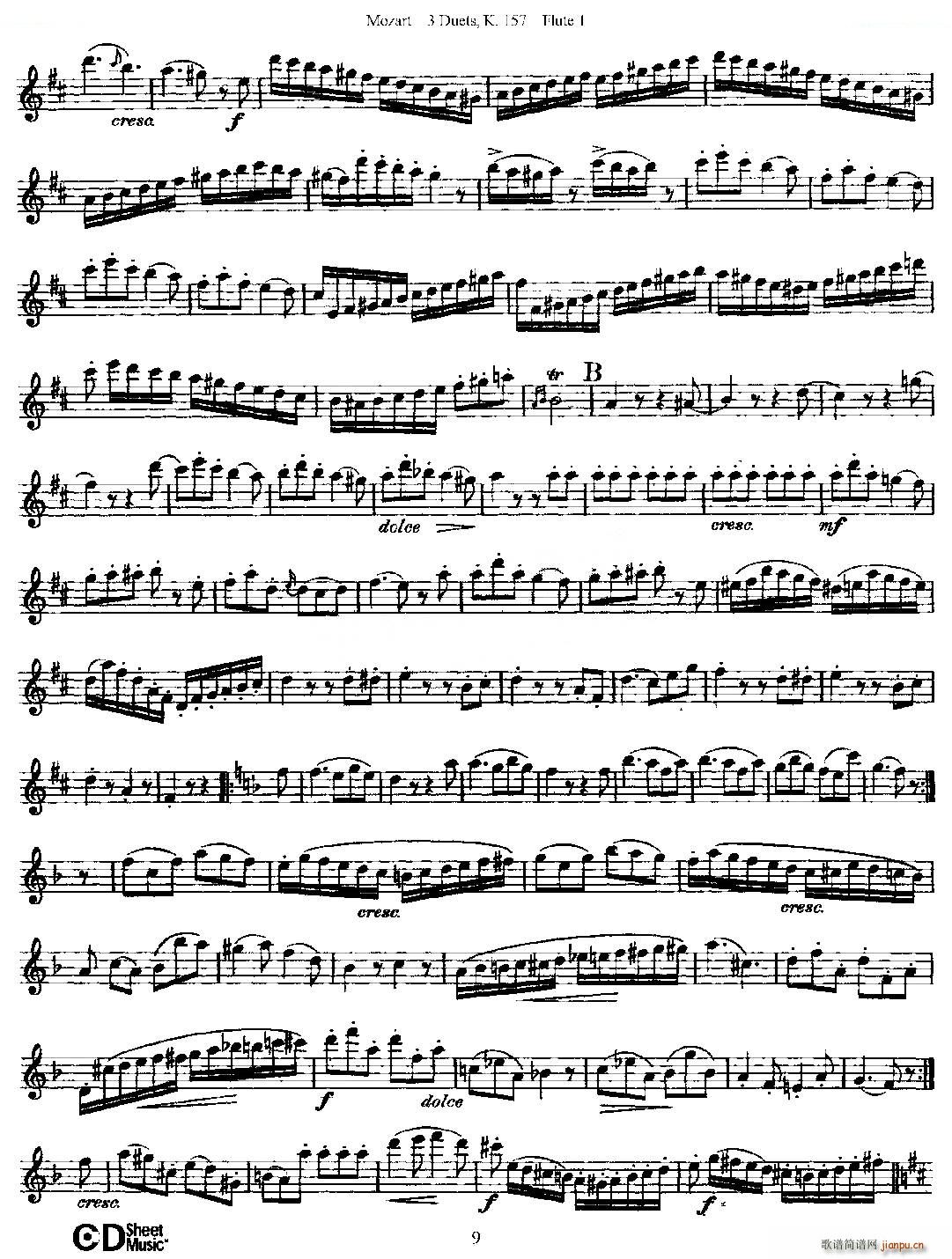 3 Duets K 157 之第一长笛 二重奏三首 K157号 铜管(笛箫谱)9
