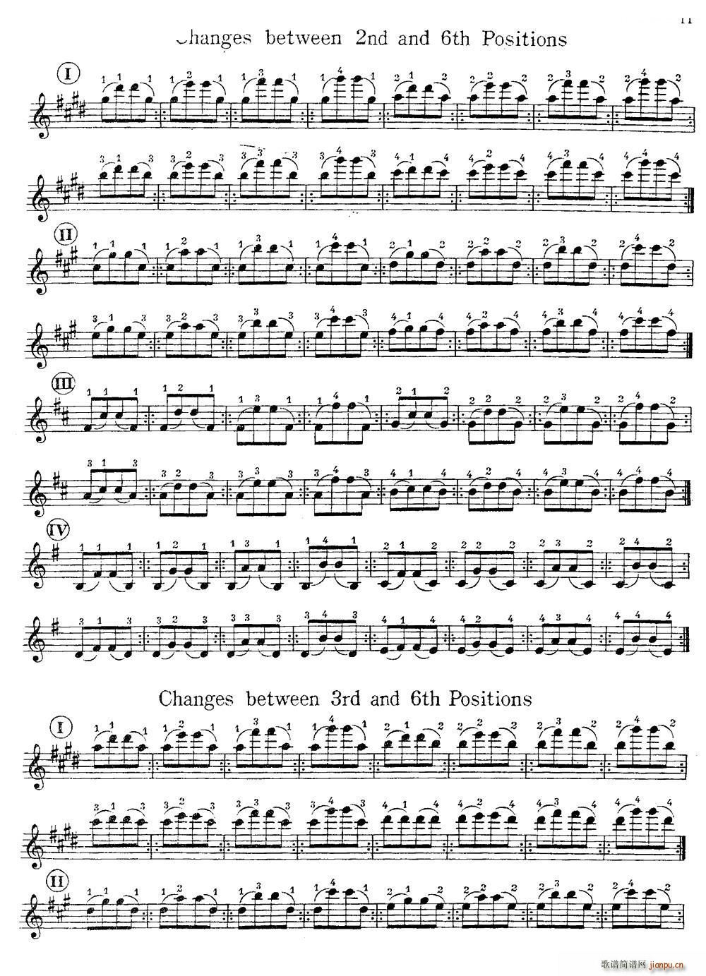 小提琴换把练习曲 第二部分(小提琴谱)1