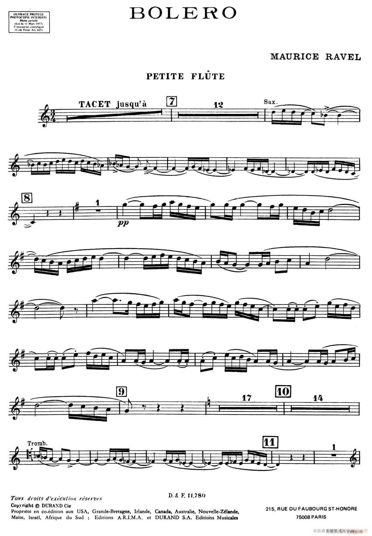 BOLERO 波莱罗 交响乐短笛(笛箫谱)1