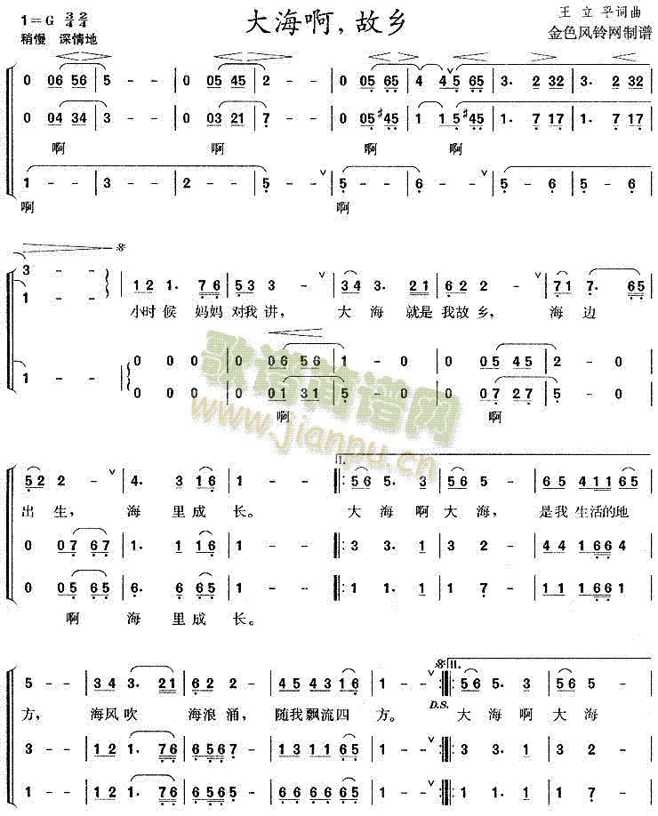 大海啊故鄉(xiāng)(合唱譜)1