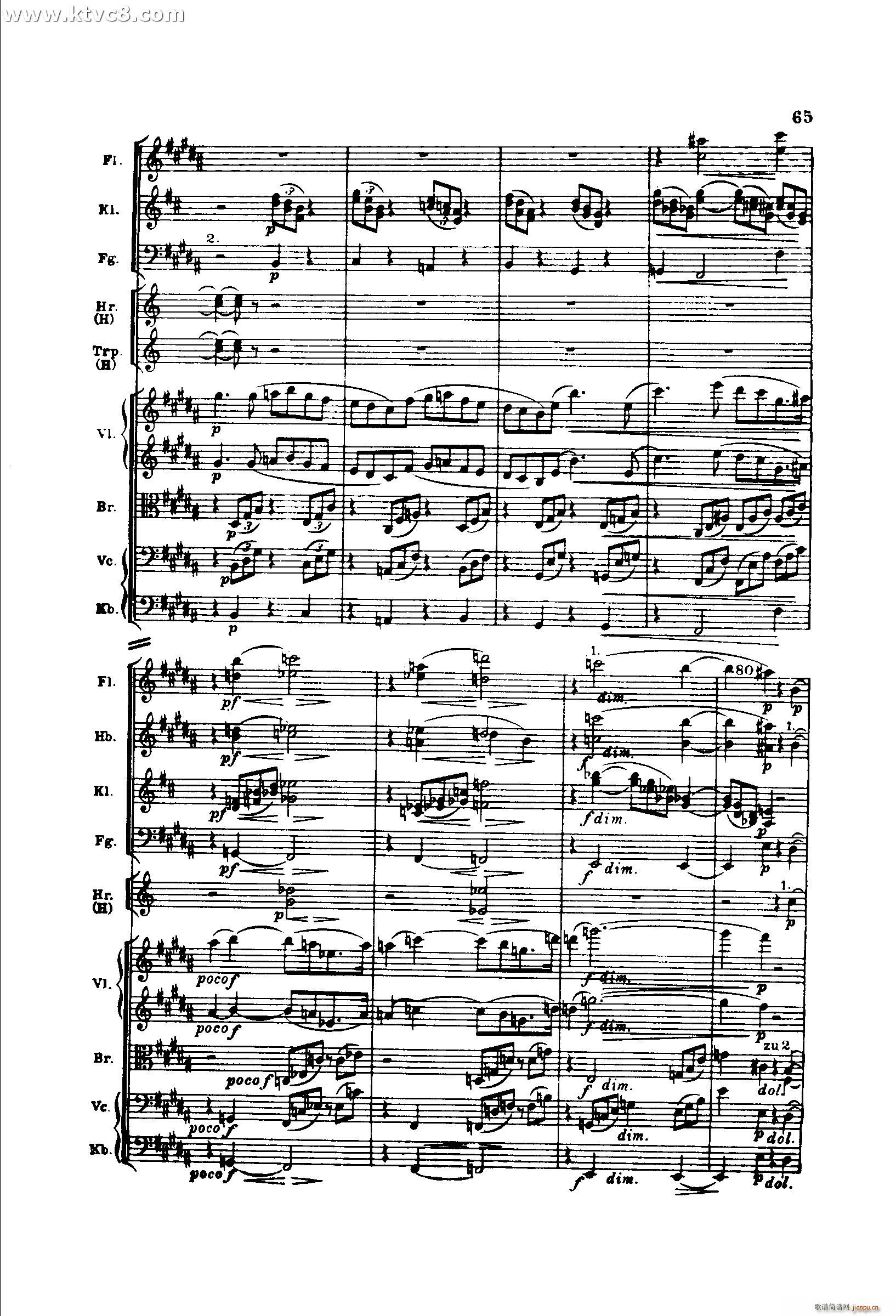 勃拉姆斯第二交响曲 第二乐章 不太慢的柔版(总谱)15