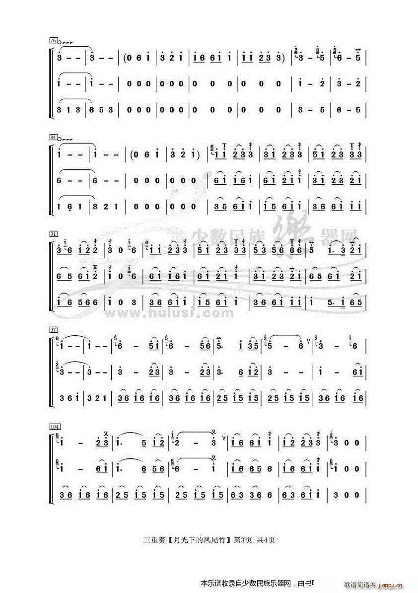 乔志忱配重奏 月光下的凤尾竹 葫芦丝(葫芦丝谱)3