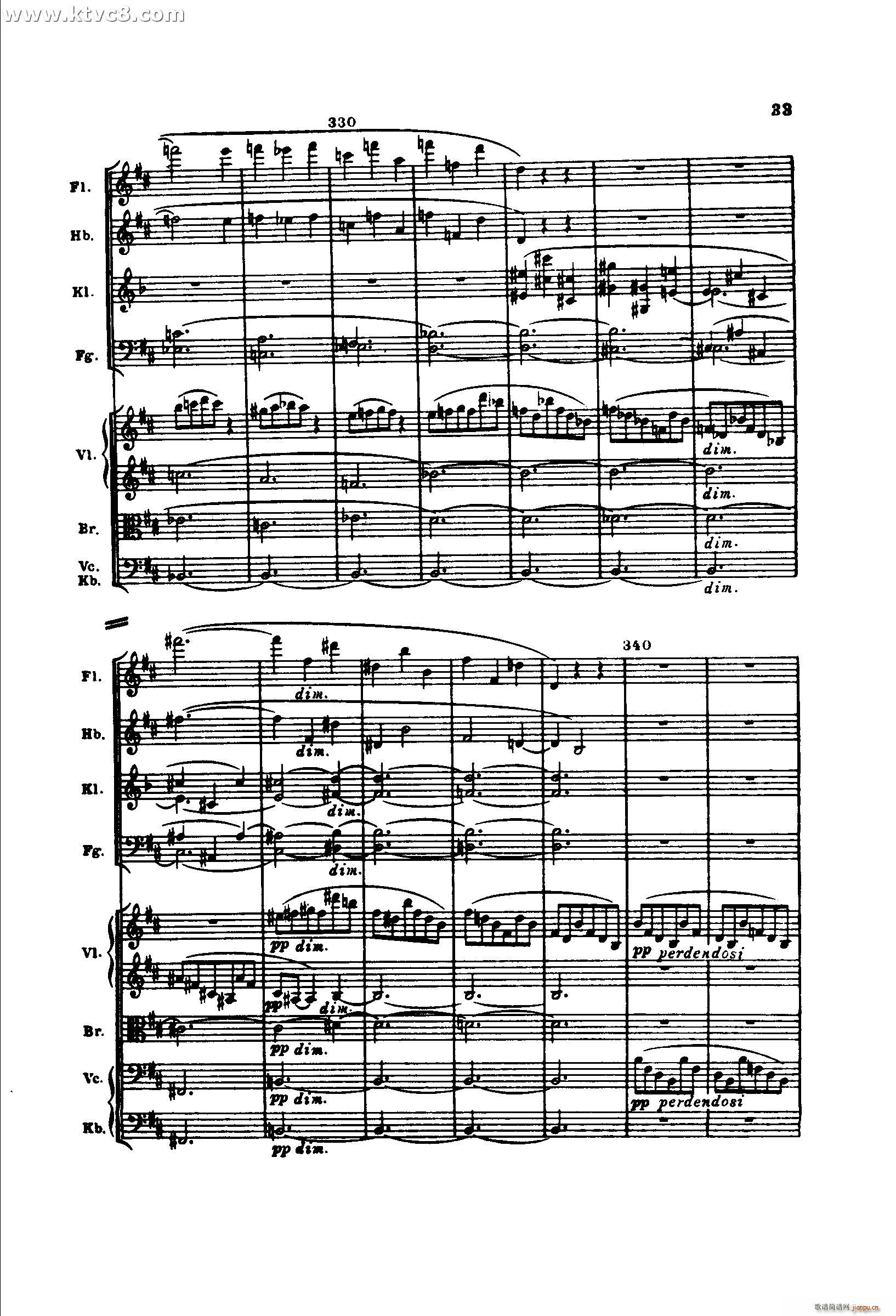 勃拉姆斯第二交响曲 第一乐章 不太快的快板(总谱)33