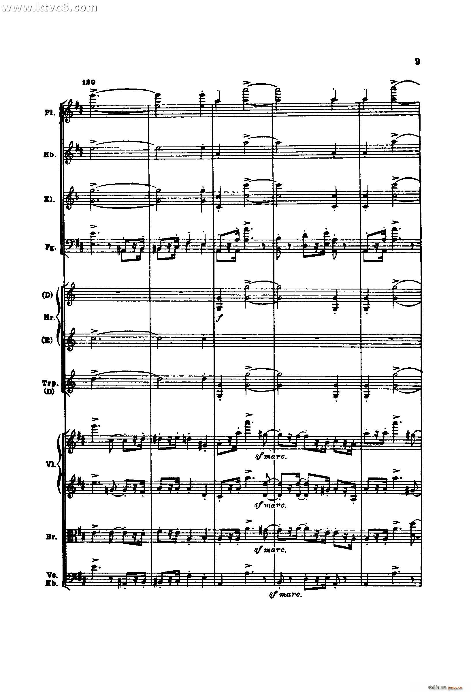 勃拉姆斯第二交响曲 第一乐章 不太快的快板(总谱)9