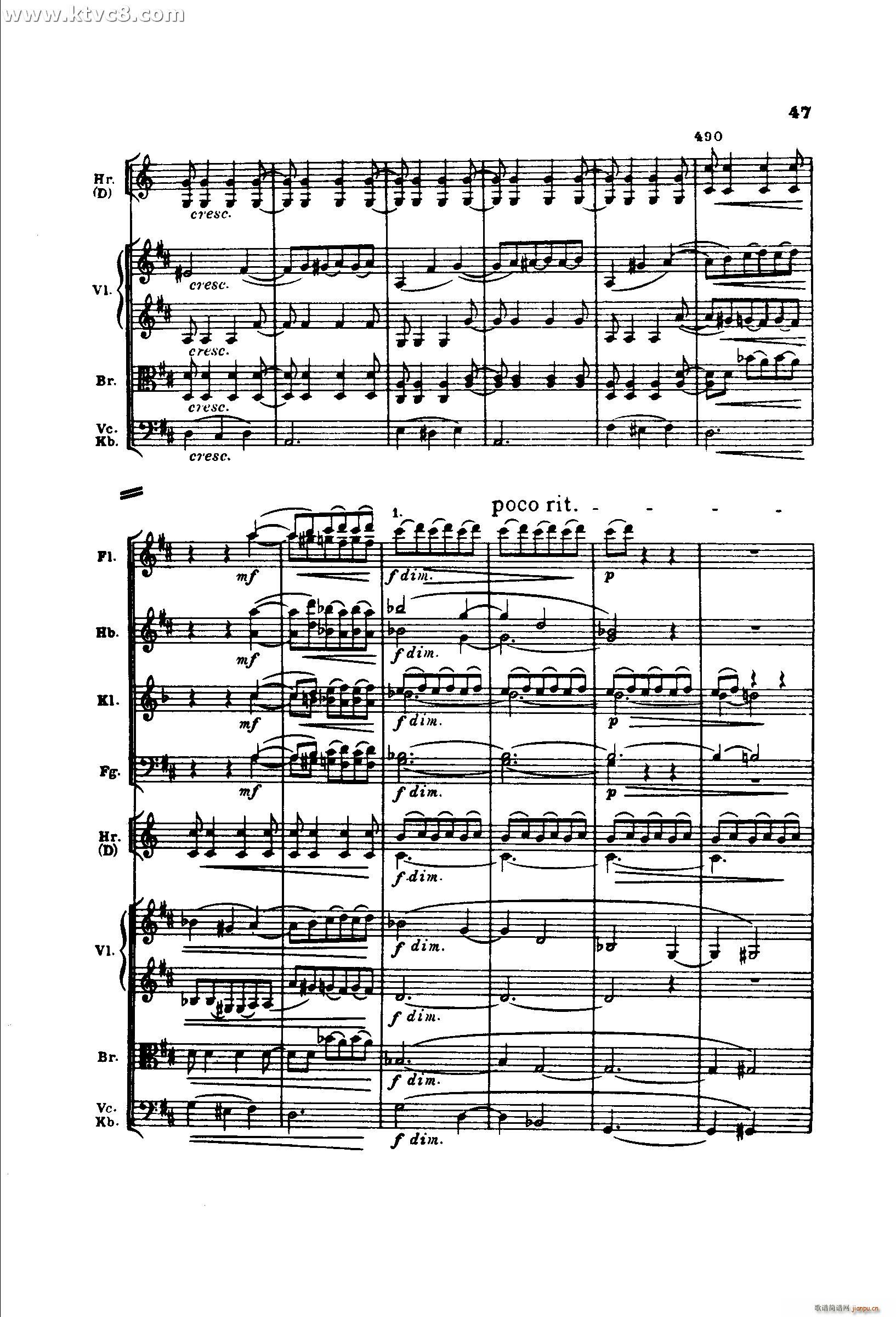 勃拉姆斯第二交响曲 第一乐章 不太快的快板(总谱)47