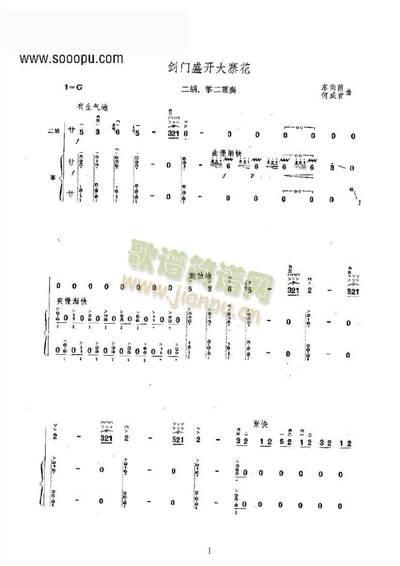 劍門盛開大寨花樂隊類民樂合奏(其他樂譜)1