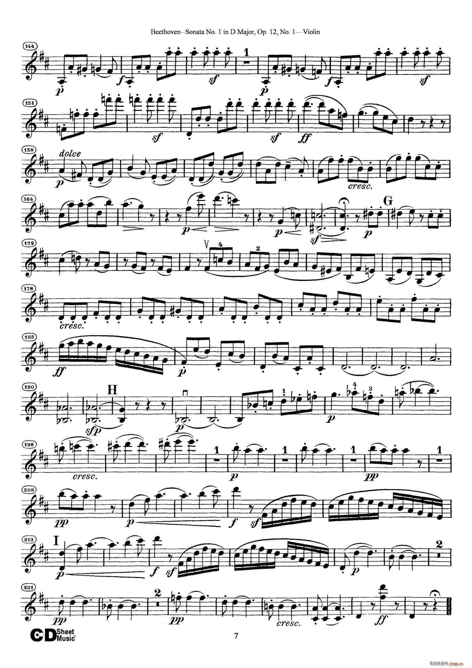 D大调第一小提琴奏鸣曲(小提琴谱)7