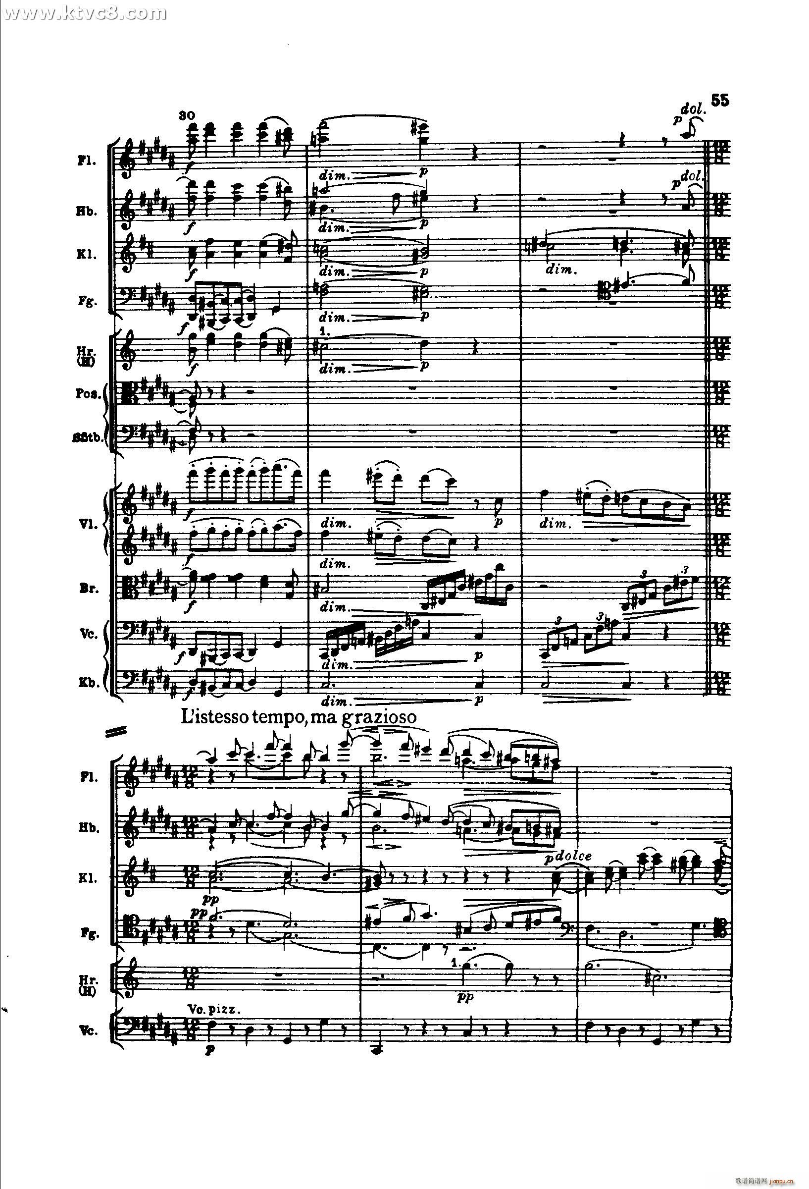 勃拉姆斯第二交响曲 第二乐章 不太慢的柔版(总谱)5