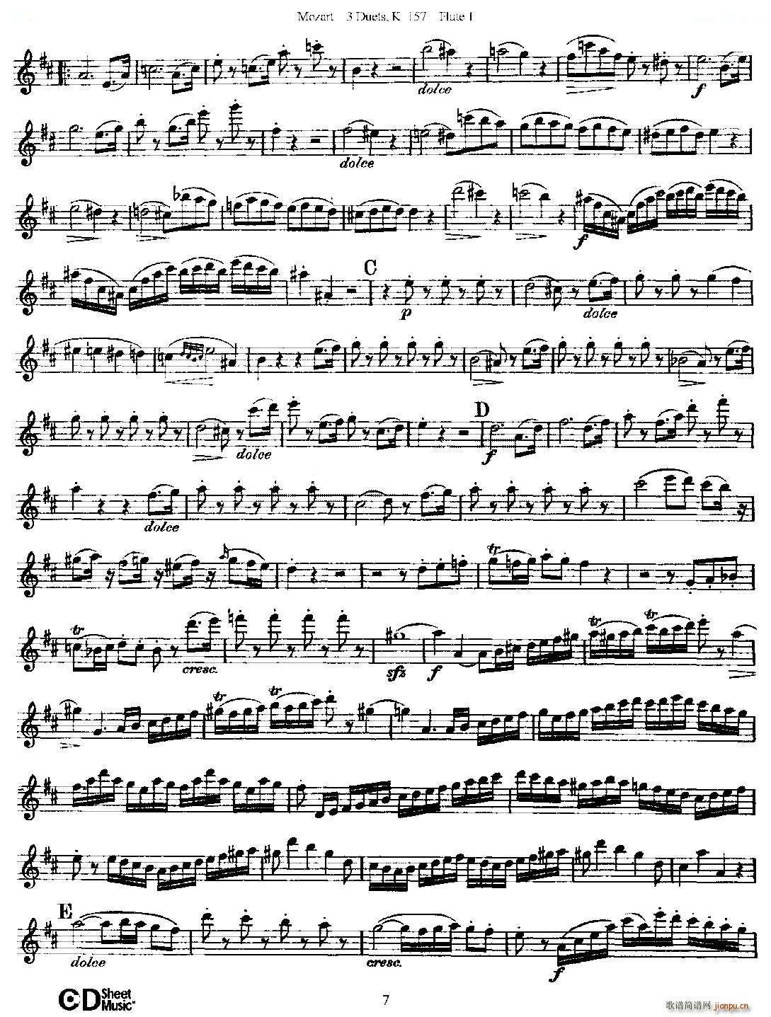 3 Duets K 157 之第一长笛 二重奏三首 K157号 铜管(笛箫谱)7