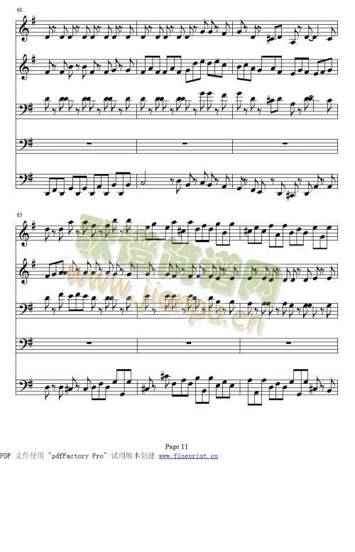 巴赫Ｇ大调铜管五重奏11-15(总谱)1