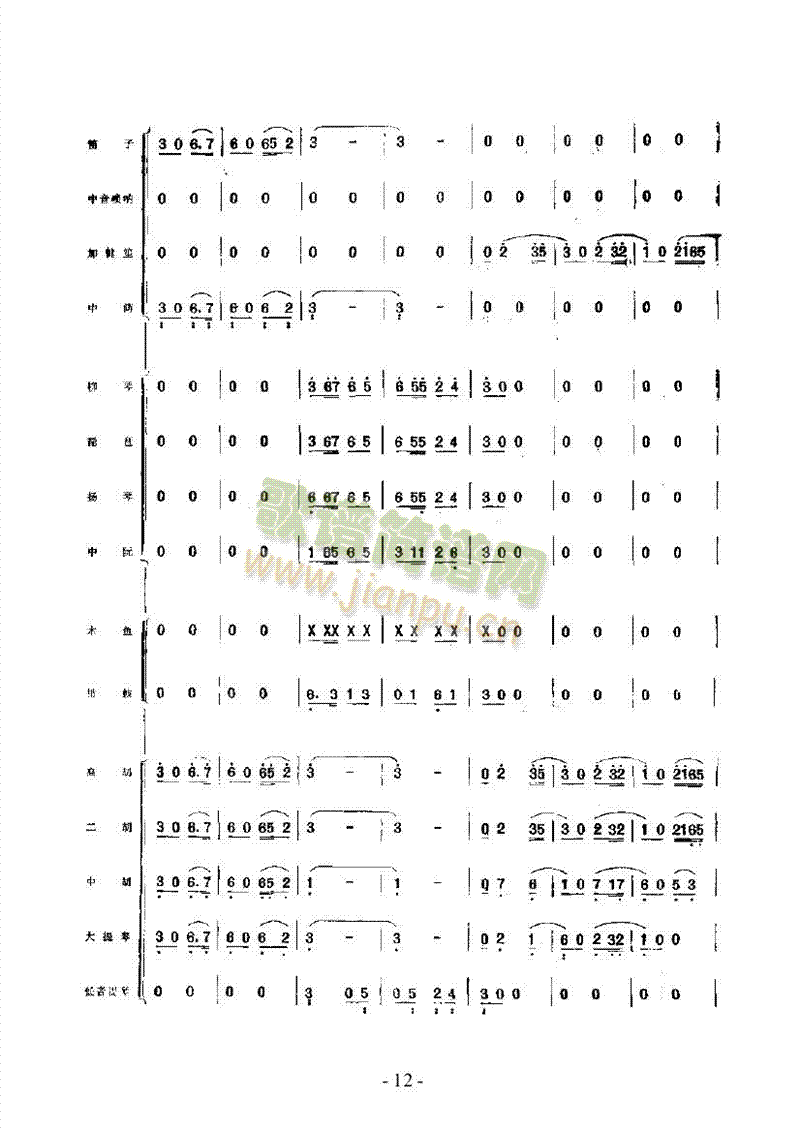 黃楊扁擔(dān)樂隊(duì)類民樂合奏(其他樂譜)12