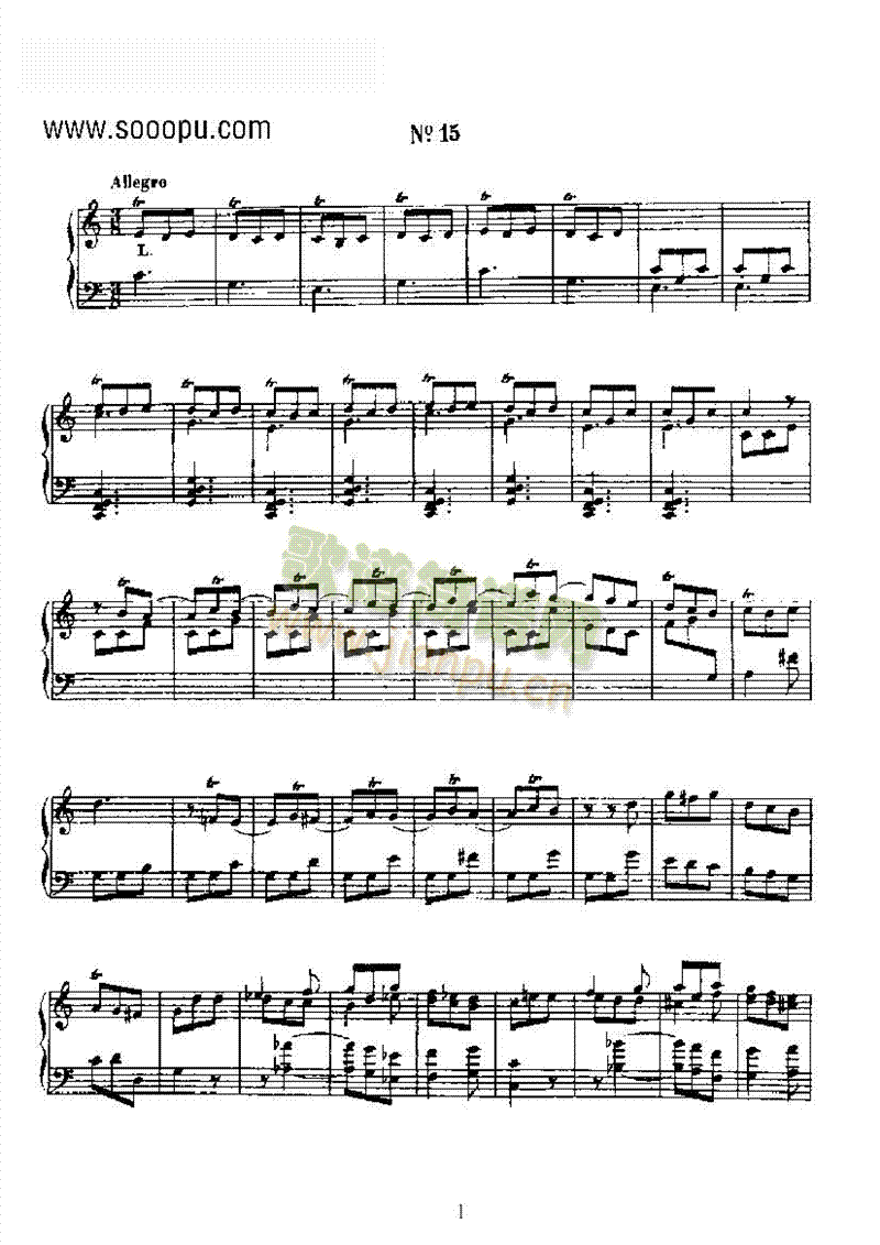 二十首经典奏鸣曲第十五首键盘类钢琴(钢琴谱)1