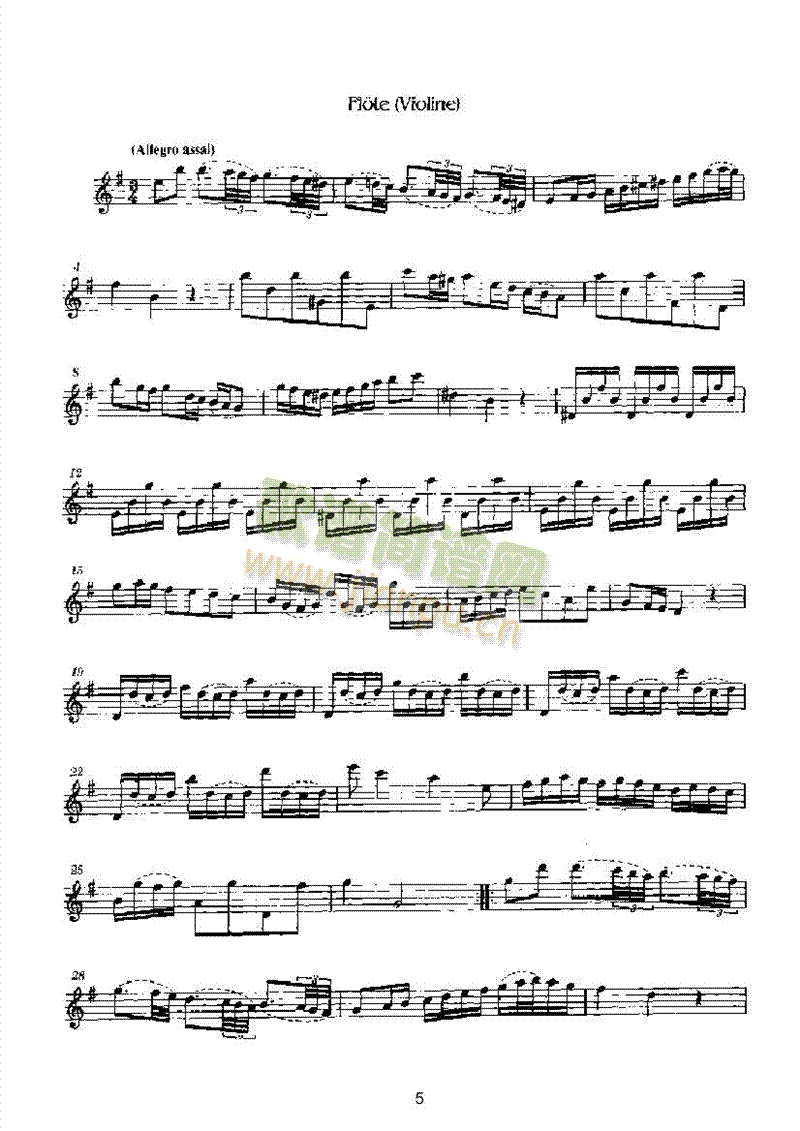 D大调第五奏鸣曲管乐类长笛(其他乐谱)5