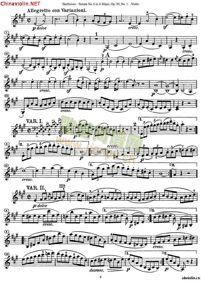 贝多芬第六号小提琴奏鸣曲A大调 4