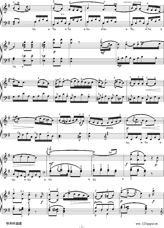 D大调奏鸣曲K.311第二乐章-莫扎特(钢琴谱)3