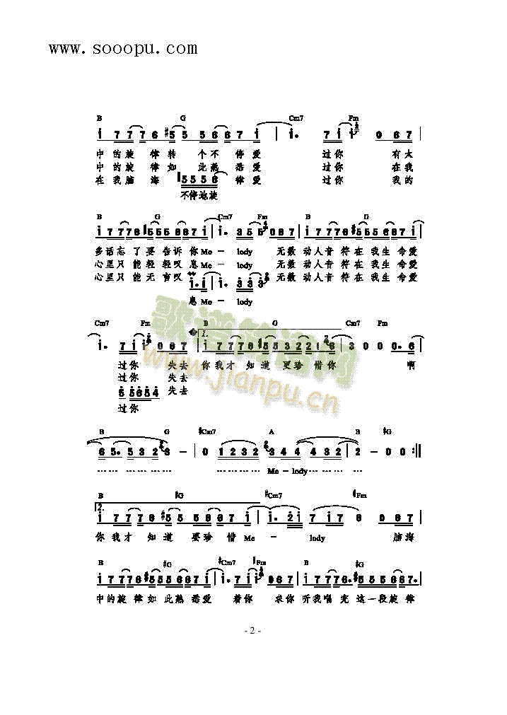Melody歌曲类简谱 2