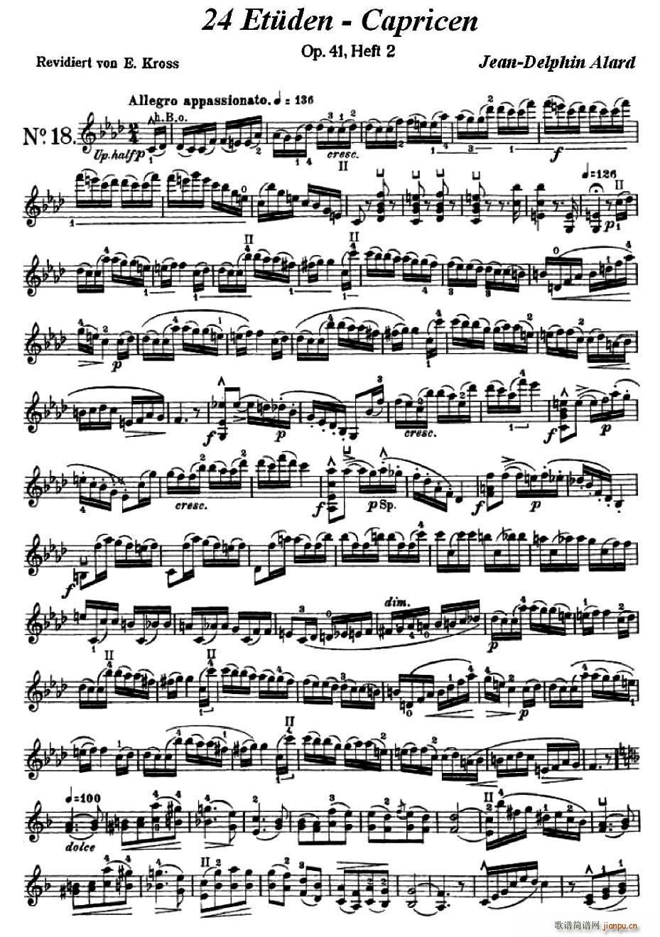 让 德尔菲 阿拉尔 12首小提琴隨想练习曲之18(小提琴谱)1