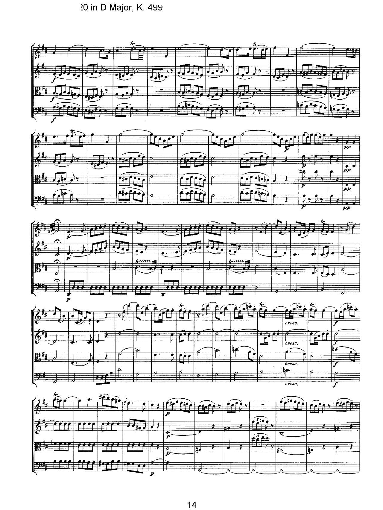 Mozart Quartet No 20 in D Major K 499(总谱)14