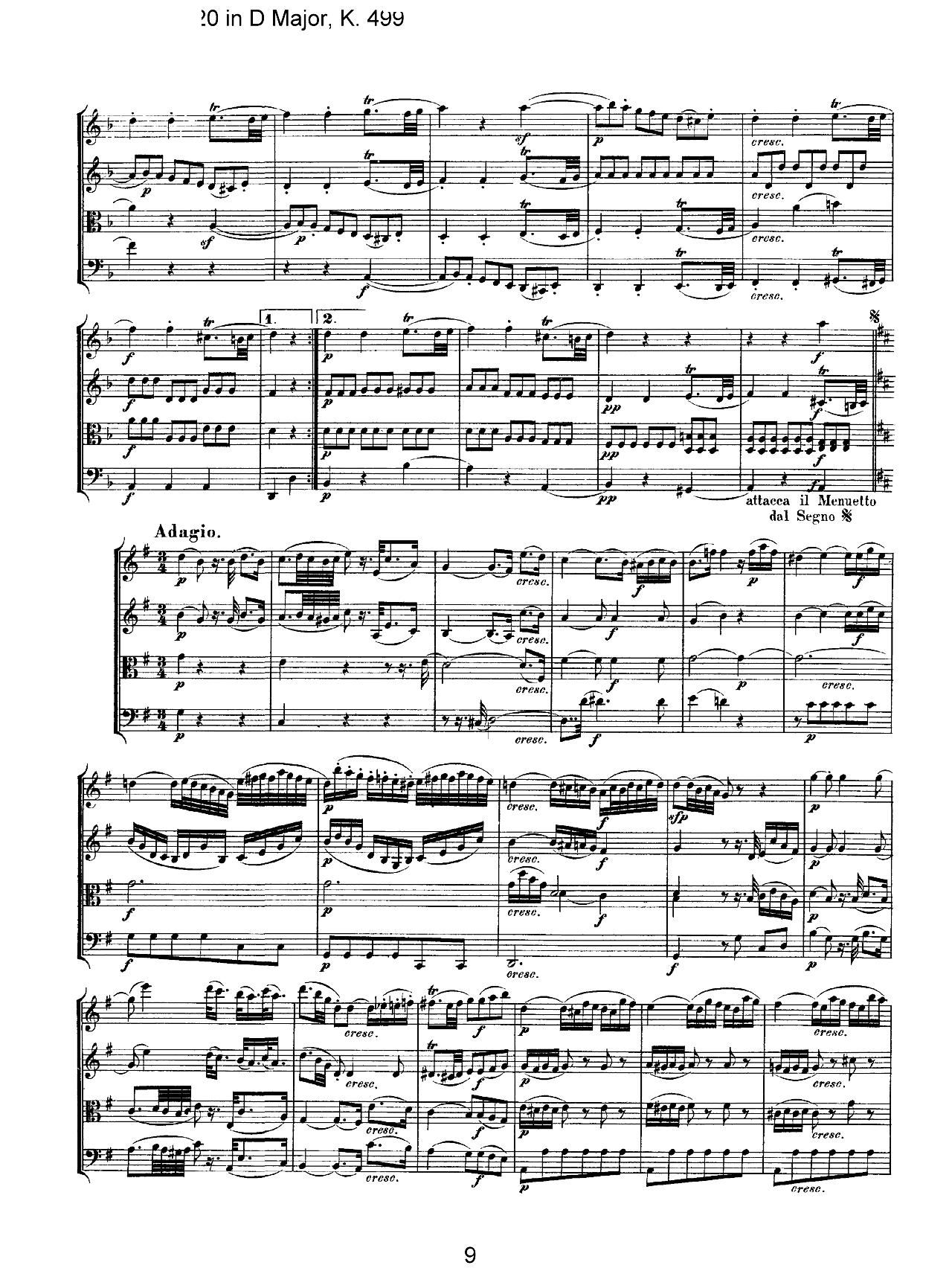 Mozart Quartet No 20 in D Major K 499(总谱)9