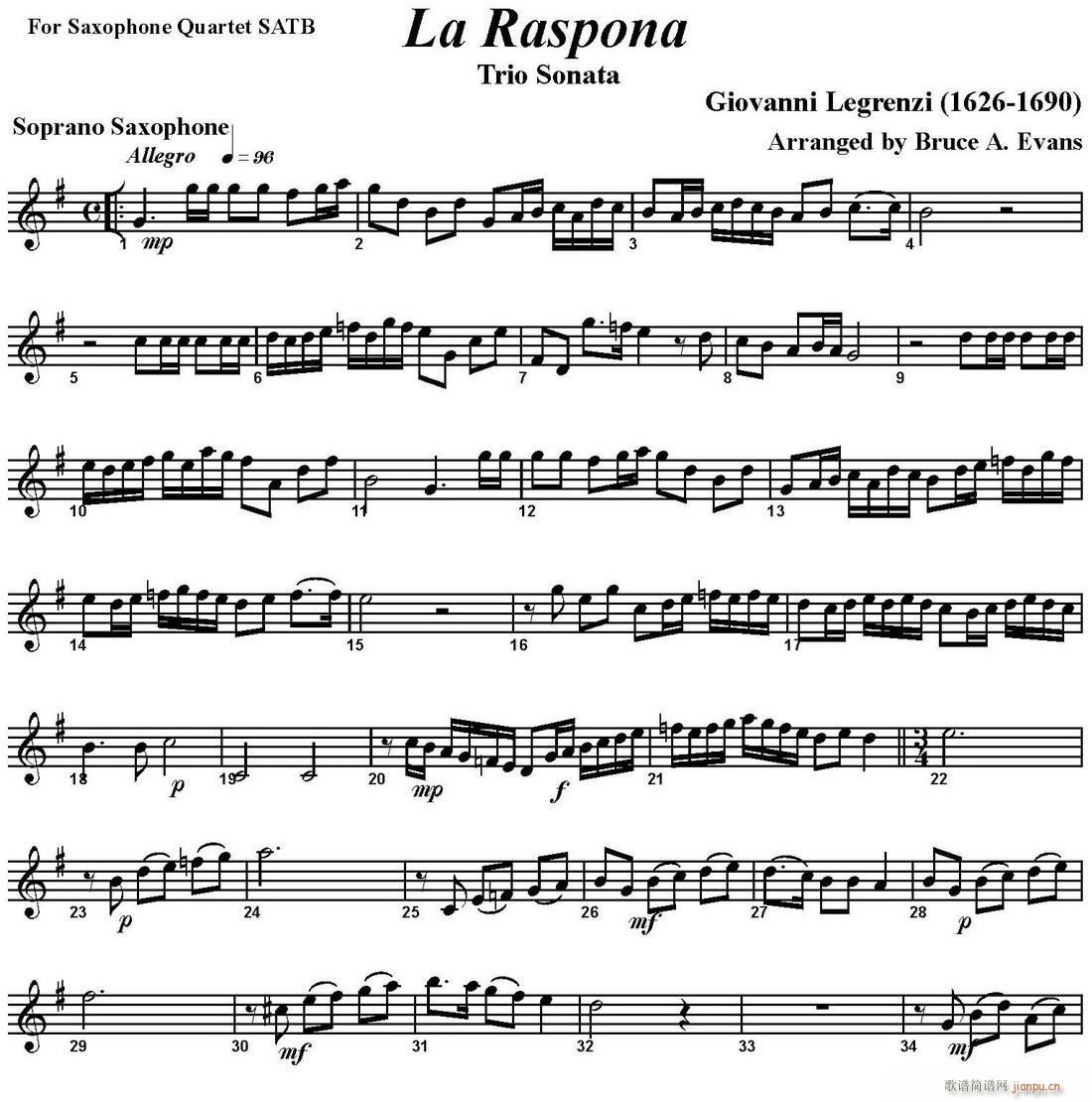 La Raspona 四重奏 高音薩克斯(總譜)1