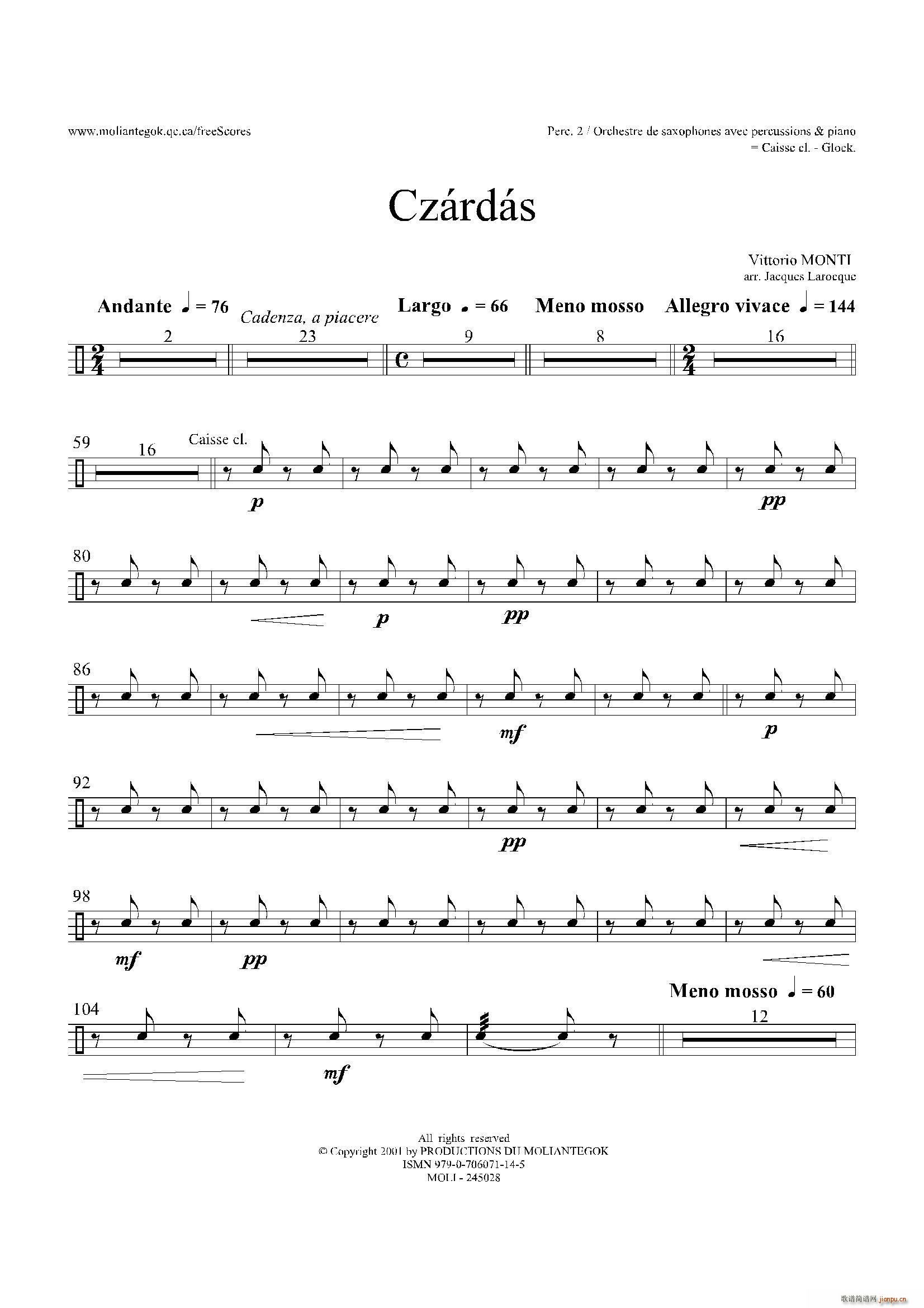 czardas 查爾達斯 15重奏 5副打擊樂 其他(總譜)3