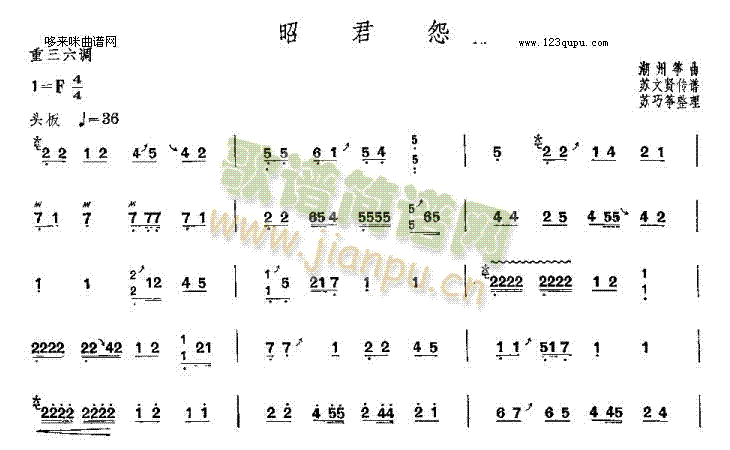 昭君怨-潮州筝曲(古筝扬琴谱)1