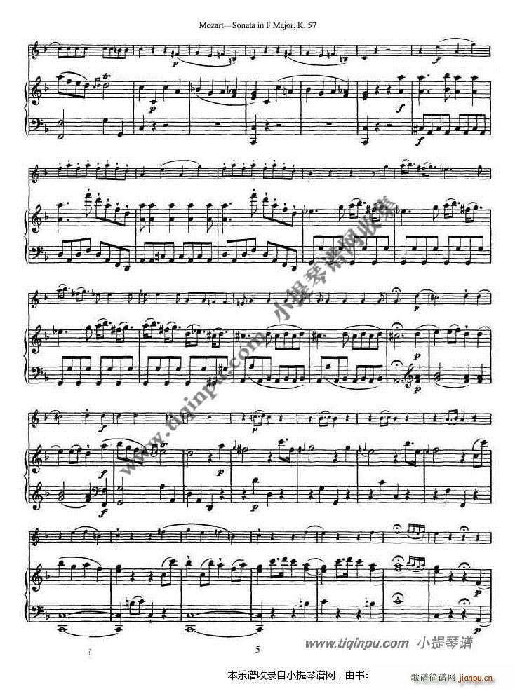 莫扎特小提琴奏鸣曲F大调 k 57 钢伴谱(小提琴谱)5