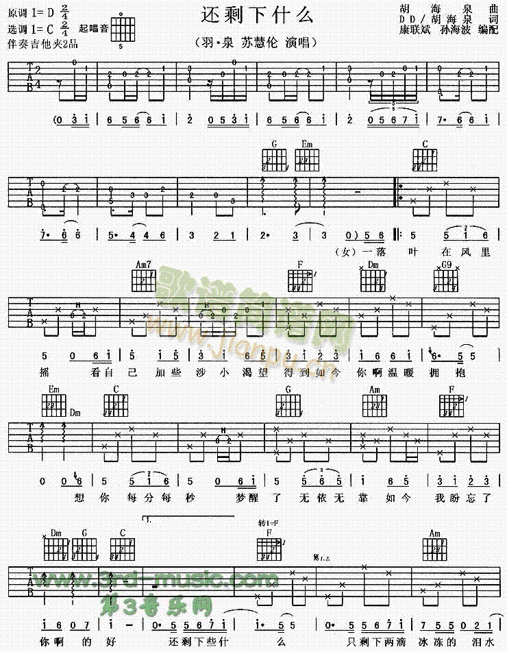 还剩下什么(吉他谱)1
