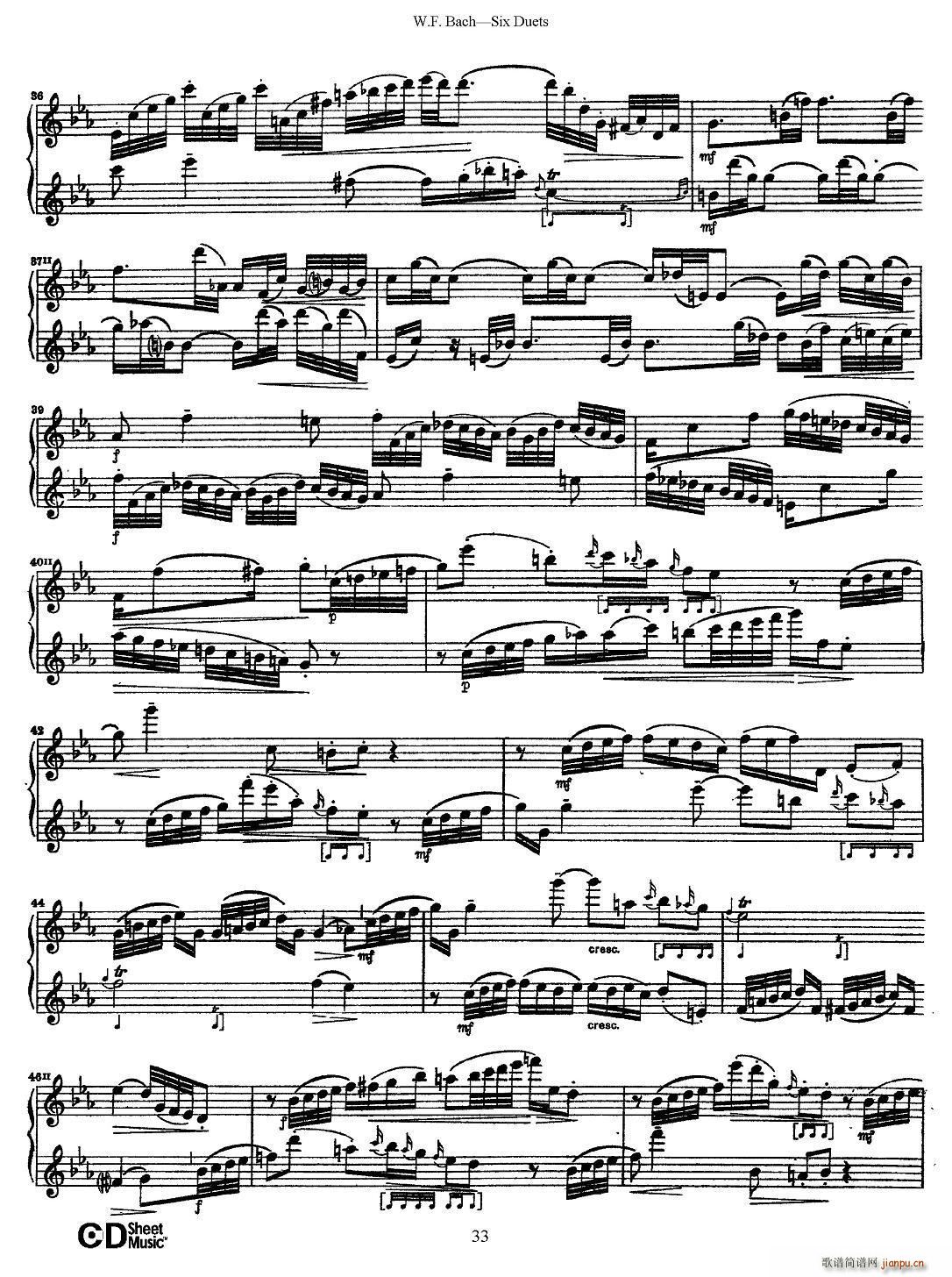 W F 巴赫 六首二重奏练习曲 5 4