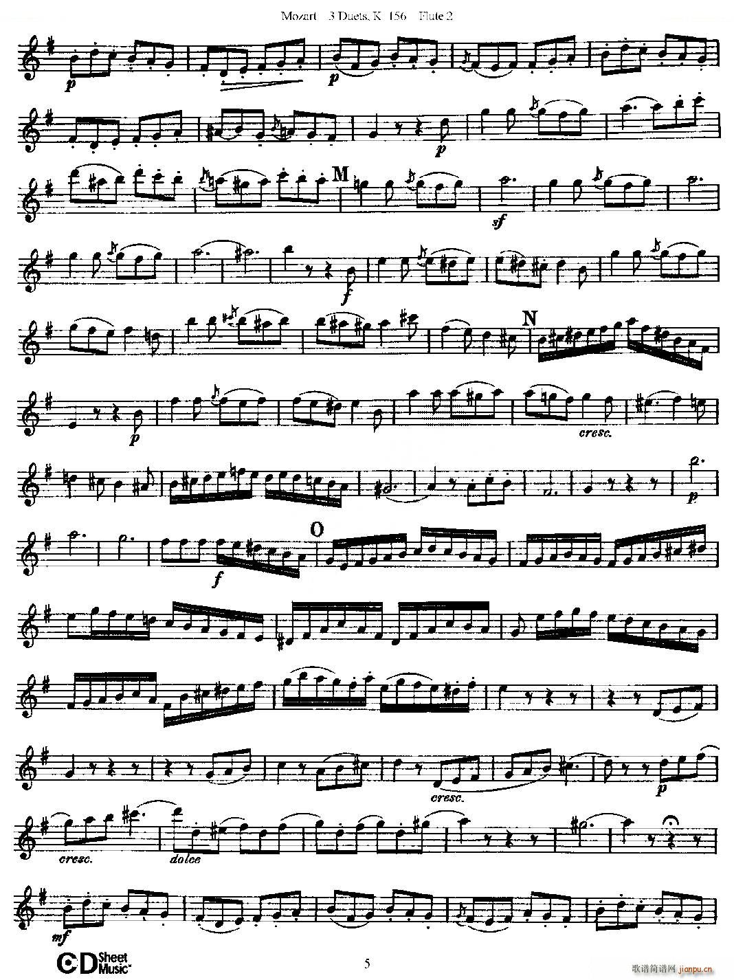 3 Duets K 156 之第二长笛 二重奏三首 K156号 铜管(笛箫谱)5