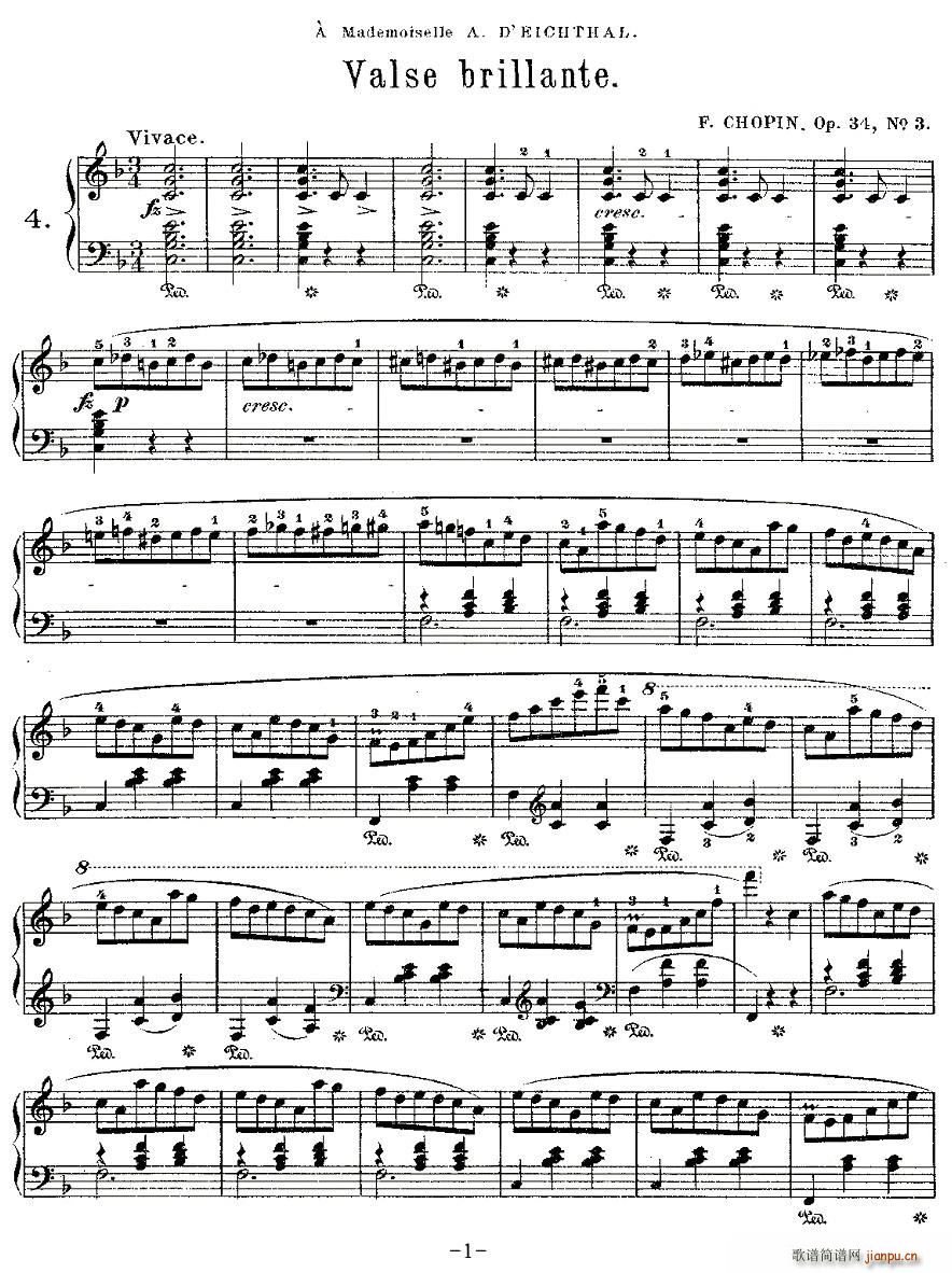 valse brillante，Op.34, No.3(十字及以上)1